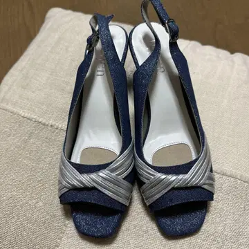 "미사용 새상품" tehne PARIS 백 밴딩 샌들 네이비 23.0cm