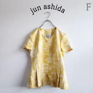 준아시다 얇은 소재 반팔 자켓 페플럼 레트로 꽃무늬