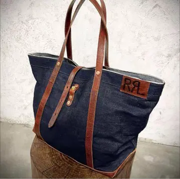 RRL 폴로 숄더 데님 토트백--