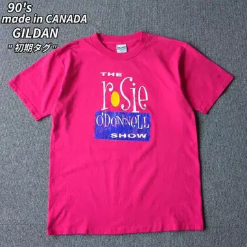 90s 캐나다제 빈티지 길단 티셔츠 초기 택 핑크 구제 의류 L