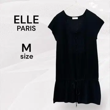 ELLE 새상품급 니트 튜닉 블랙 튜닉 메쉬 검정