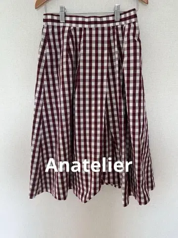 Anatelier 무릎 기장 스커트 체크 깔끔한