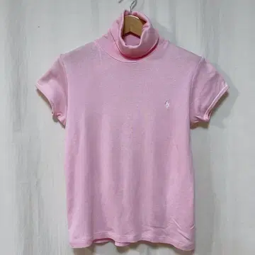 폴로 터틀넥 반팔 티셔츠 핑크