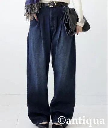 안티카 와이드 턱 데님 팬츠