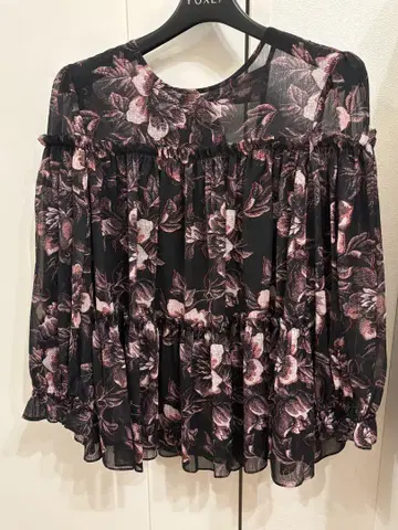Ted Baker 꽃무늬 시스루 블라우스 반소매