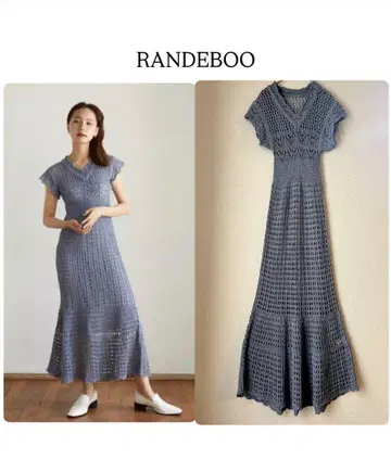 RANDEBOO 크로셰 니트 원피스 블루