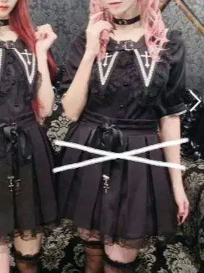 MA*RS BIG 옷깃 크로스 자수 블라우스 블랙 마즈