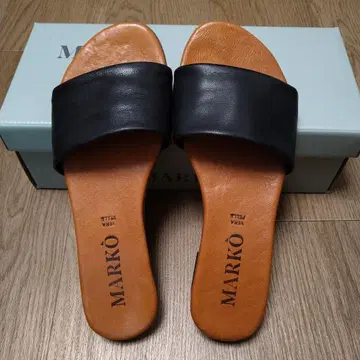 MARKO 마르코 가죽 슬라이드 샌들 블랙 소가죽 24.5~25cm