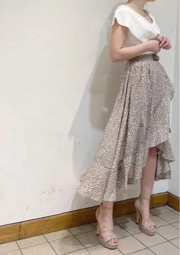 아지메 꽃무늬 롱 스커트