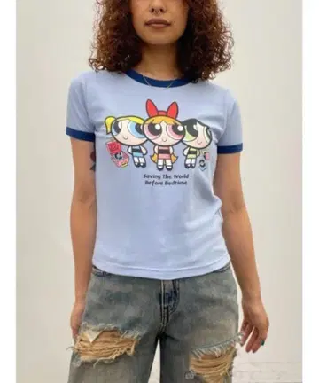 파워 퍼프 걸스 반팔 티셔츠 새상품