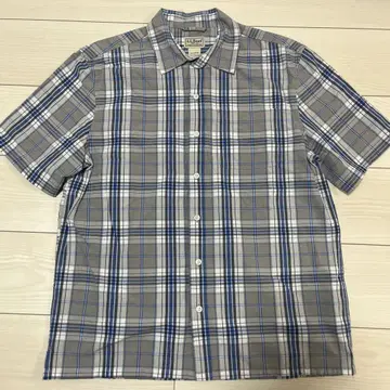 L.L.Bean 반팔 셔츠 L 사이즈 그레이/파랑 체크