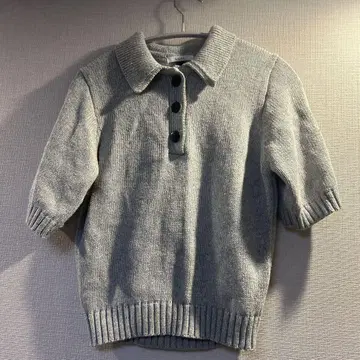 린넨 그레이 반팔 피케 셔츠 F 사이즈