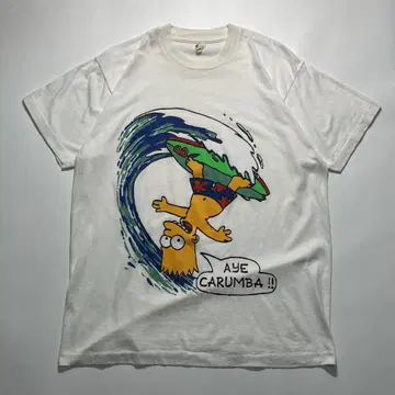 80s 심슨 USA제 빈티지 티셔츠 XL 화이트 버트 6793