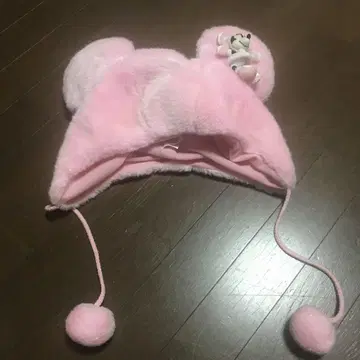 핑크 귀도리 플리스 모자