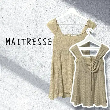 MAITRESSE 메틀리제 백 리본 레이스 슬리브리스 튜닉