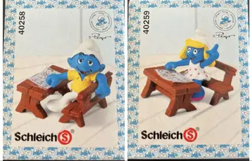 Schleich 스머프 스머페트 피규어 공부 2개 세트