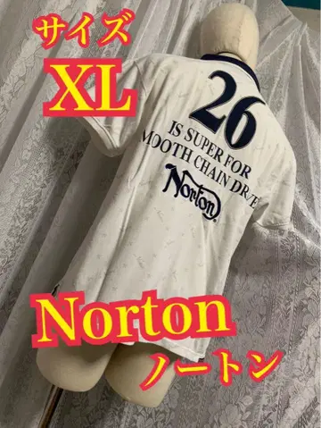 Norton 노턴 반팔 피케 셔츠 자수 빅 로고 바이커 화이트 XL