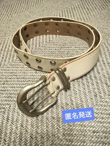 화이트 가죽 아일렛 벨트 벨트 레트로 헤이세이 빈티지