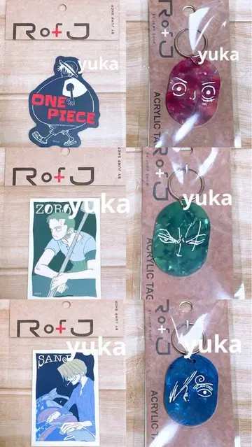 RofJ 한정판 아크릴 택 & 스티커 원피스 루피 & 조로 & 상디