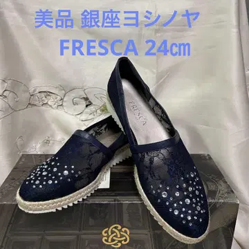 새상품급 긴자 요시노야 FRESCA 큐빅 & 시스루 무늬 레이스풍 신발