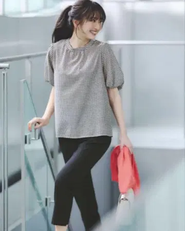 세탁 가능한 깅엄 체크 시어 블라우스