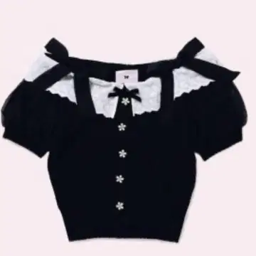 mille fille closet 바이컬러 오프숄더 니트