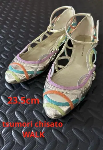 tsumori chisato WALK 천연 가죽 플랫 샌들 23.5cm