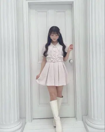 evelyn 옷깃 비쥬 트위드 세트 에블린 셋업 리본
