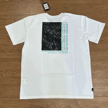 UNDER ARMOR 남성용 티셔츠 화이트 백 프린트 티셔츠 2XL