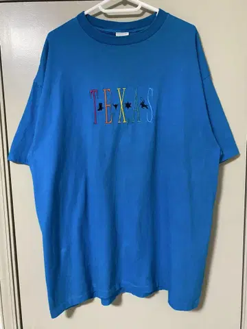 HRLA 빈티지 반팔 티셔츠 자수 Texas 싱글 스티치 90s