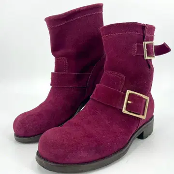 JRJIMMY CHOO 지미추 엔지니어 부츠 스웨이드 와인 레드