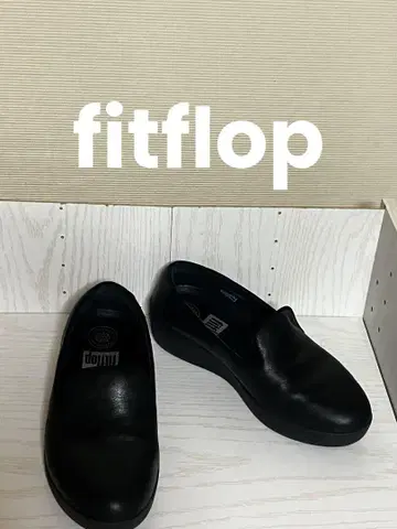 핏플랍 블랙 통굽 슬립온 가죽 22cm 여성용