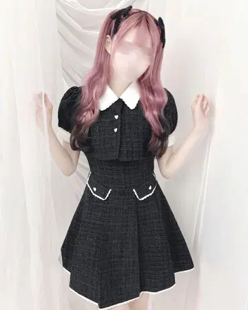 michell 마카롱 허니 뮤 백 리본 트위드 원피스