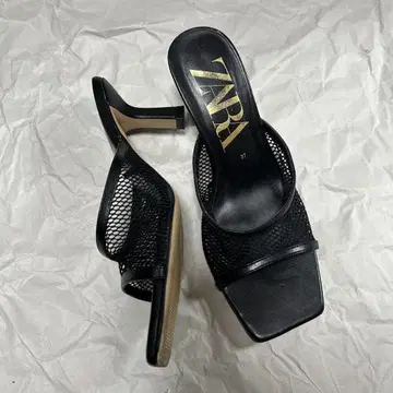 자라 메쉬 힐 샌들 37 블랙