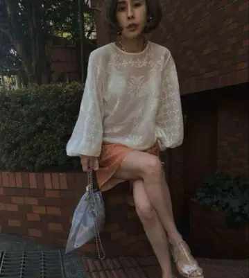 Ameri MEDI LACE JACQUARD KNIT 시스루 시스루