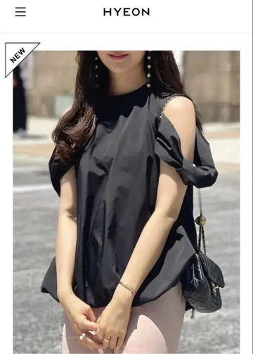 HYEON knot balloon blouse 블랙 오프숄더