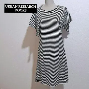 URBAN RESEARCH DOORS 보더 무늬 반팔 무릎 기장 원피스