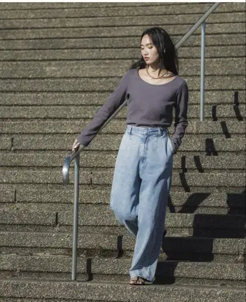 crewre 소프트 커비 데님 슬랙스