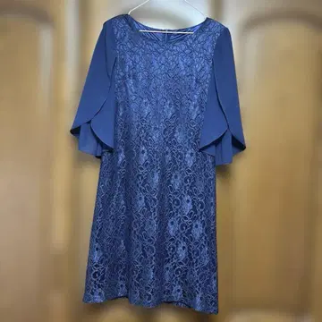 네이비 플레어 슬리브 원피스
