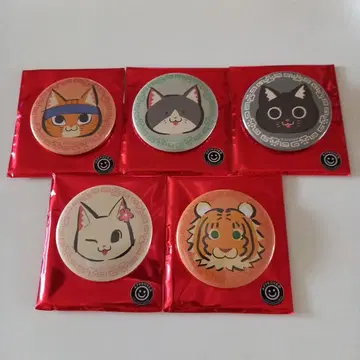 라멘 빨간 고양이 캐릭터 배지 컬렉션 캔뱃지 배지 총 5종 세트