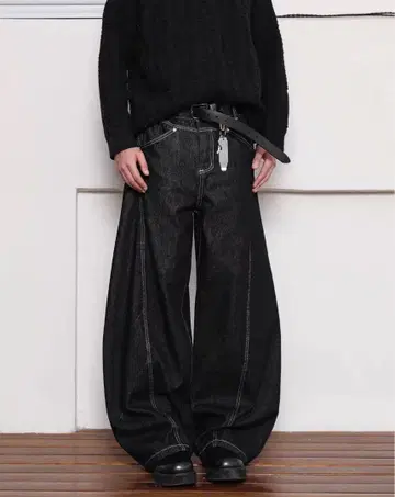 블랙 와이드 데님 팬츠 택 포함 새상품