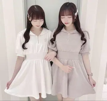 evelyn 에블린 세일러 맨투맨 OP 미니 원피스 양산형 화이트