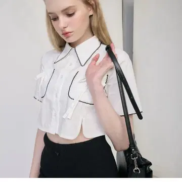 발레 코어 크롭 여름 블라우스