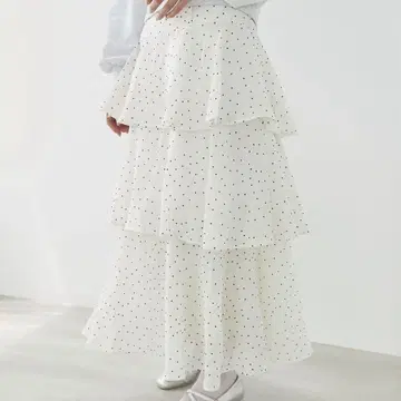 마제스틱 백 레이스업 티어드 스커트