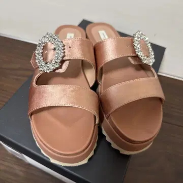 UNITED ARROWS 새틴 비쥬 샌들 핑크 베이지