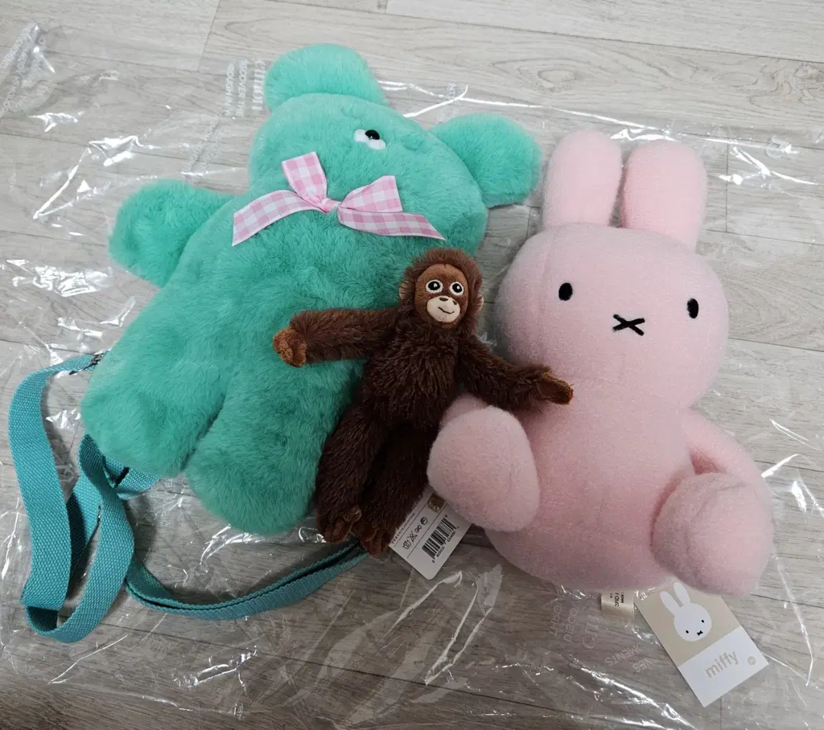 와사비베어 가방 백팩 크리미 미피 중형 인형 오랑우탄 키링 인형뽑기