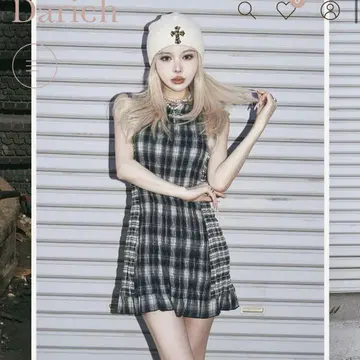 Darich (다리치) 체크 콤비 미니 원피스 FL 사이즈