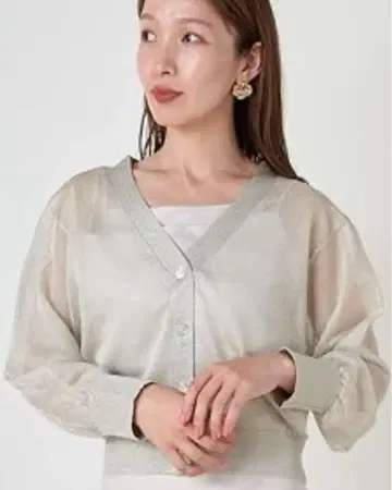 SNIDEL 라메 시어 가디건