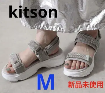 kitson 키라키라 더블 벨트 통굽 샌들 그레이