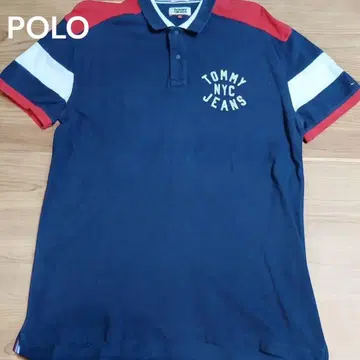 TOMMY JEANS 피케 셔츠 네이비/레드